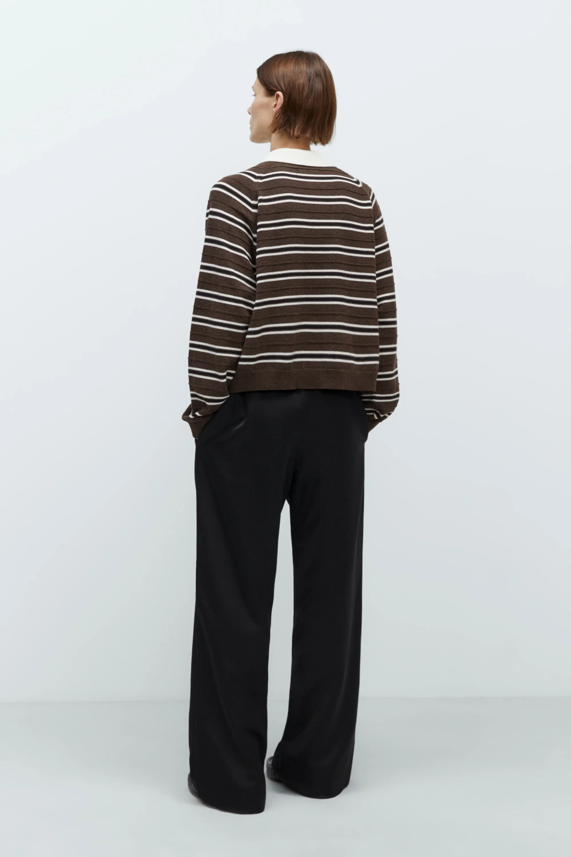 Cordera - Merino Wool Striped Polo - Brown - Image 2