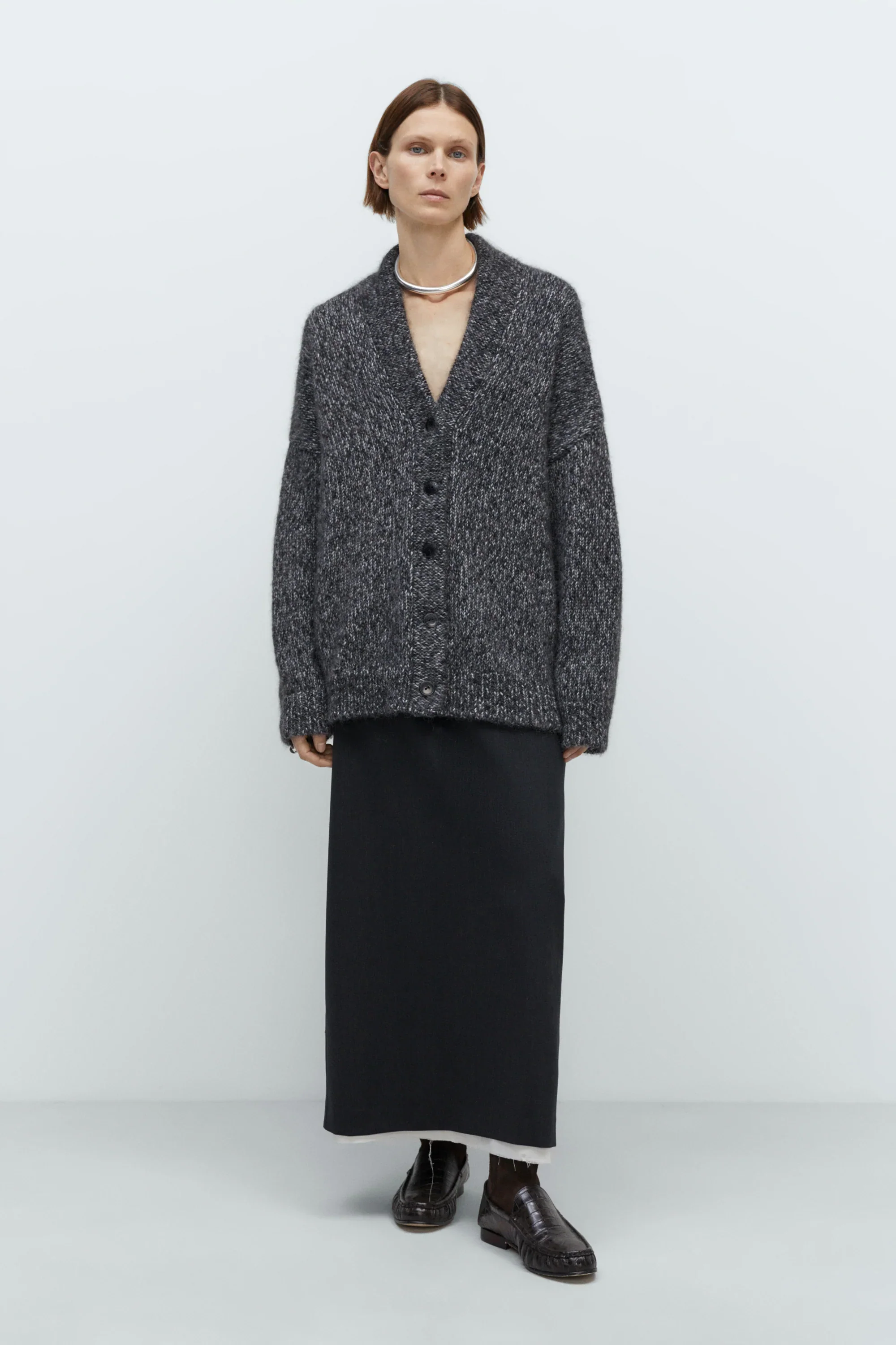 Cordera - Oversized Cardigan - Black Melange
