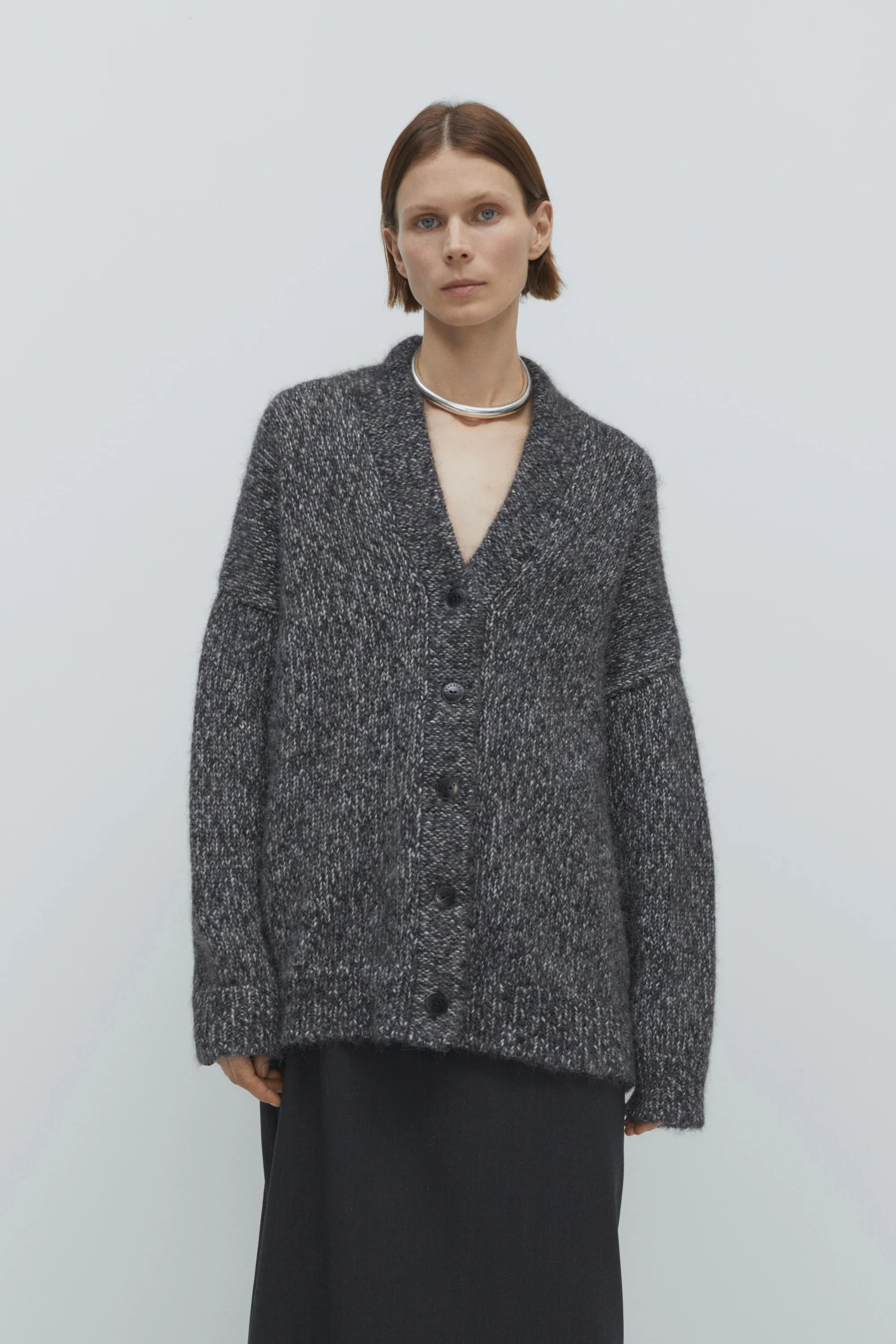 Cordera - Oversized Cardigan - Black Melange - Image 3
