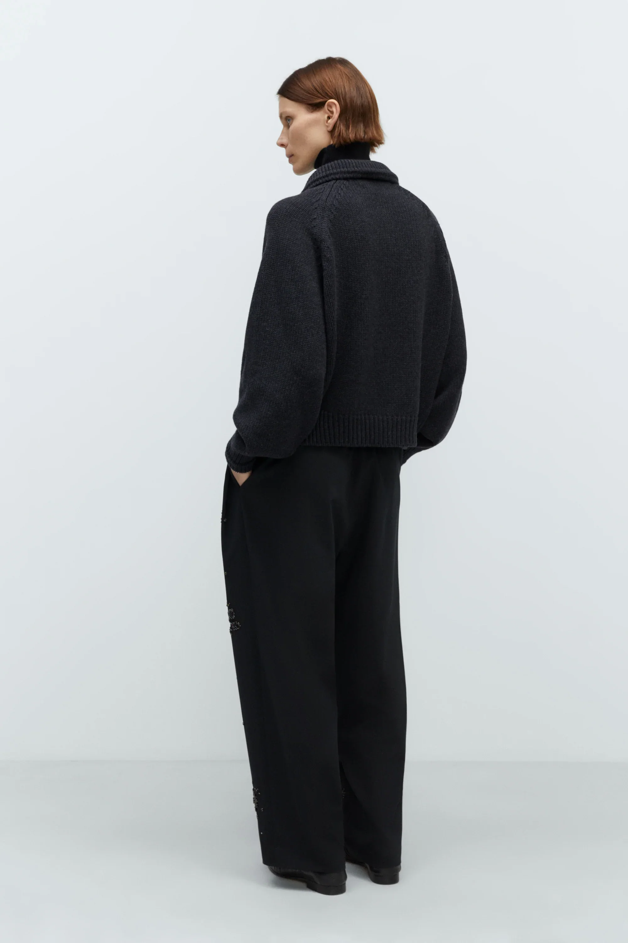 Cordera - Merino Wool Collar Cardigan - Anthracite - Image 2