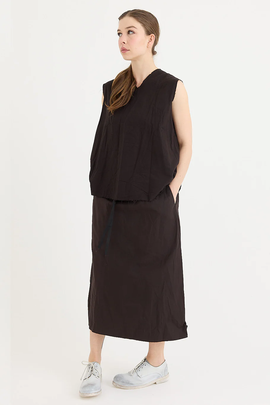 SCHA - Waxed Cotton - Two Pockets Twisted Skirt