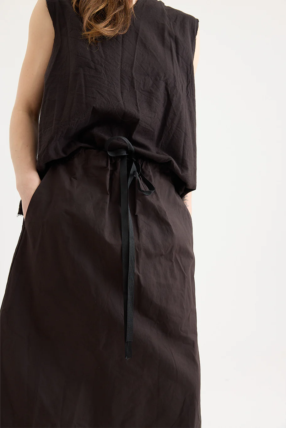 SCHA - Waxed Cotton - Two Pockets Twisted Skirt - Image 2
