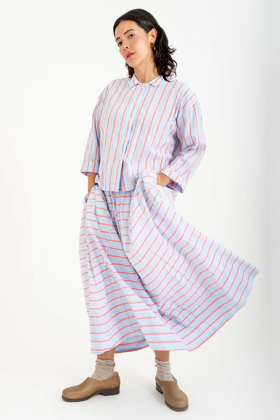 Bukeshla - Cactus Skirt - Japanese Striped Cotton