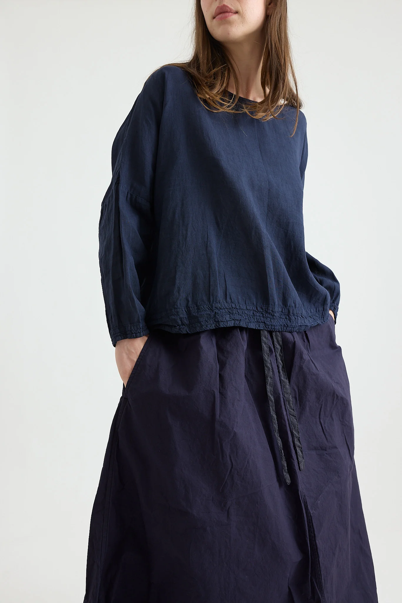 Chez Vidalenc - Carré Top - Light Linen - Navy - Image 2