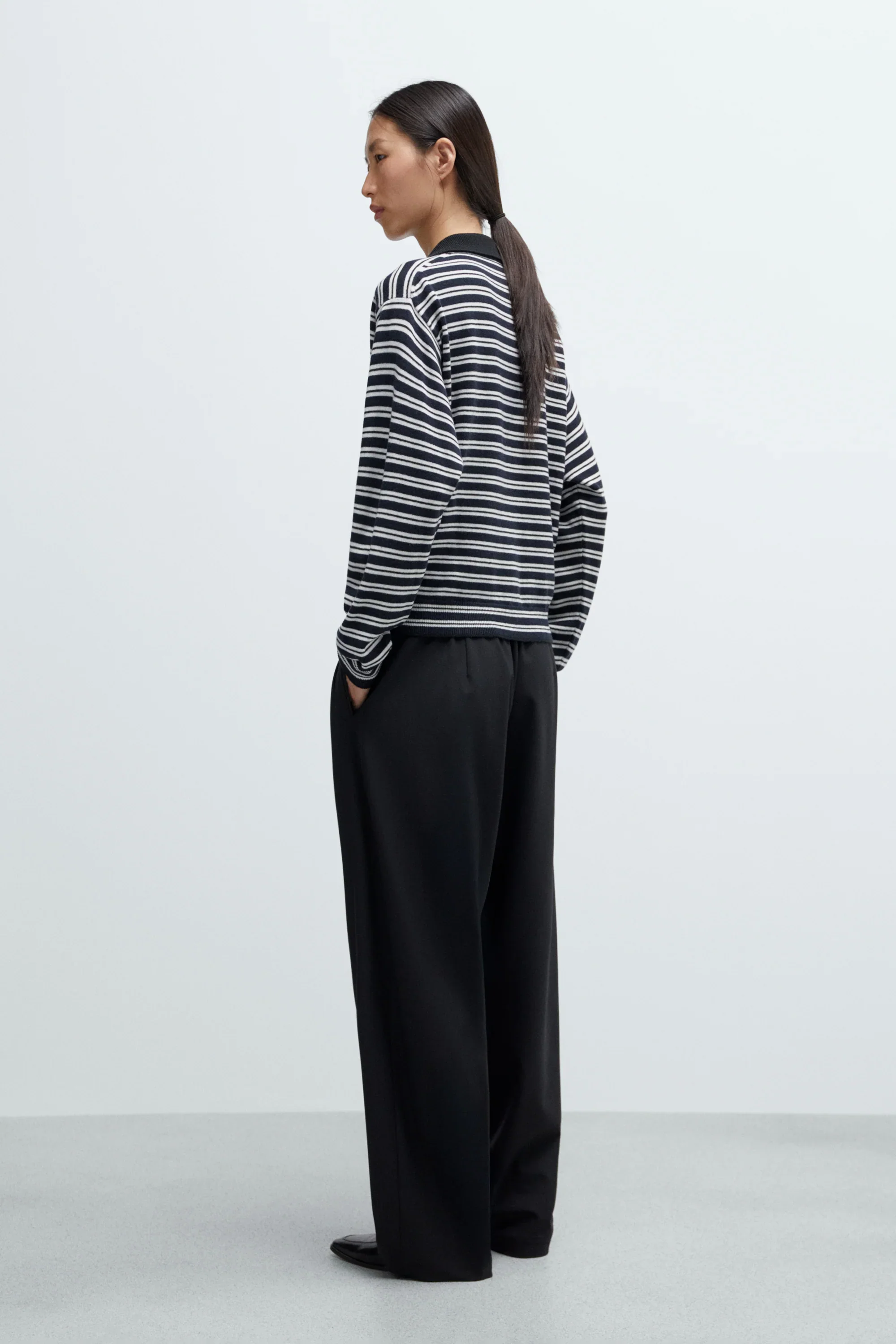 Cordera - Merino Wool Striped Polo Cardigan - Image 3