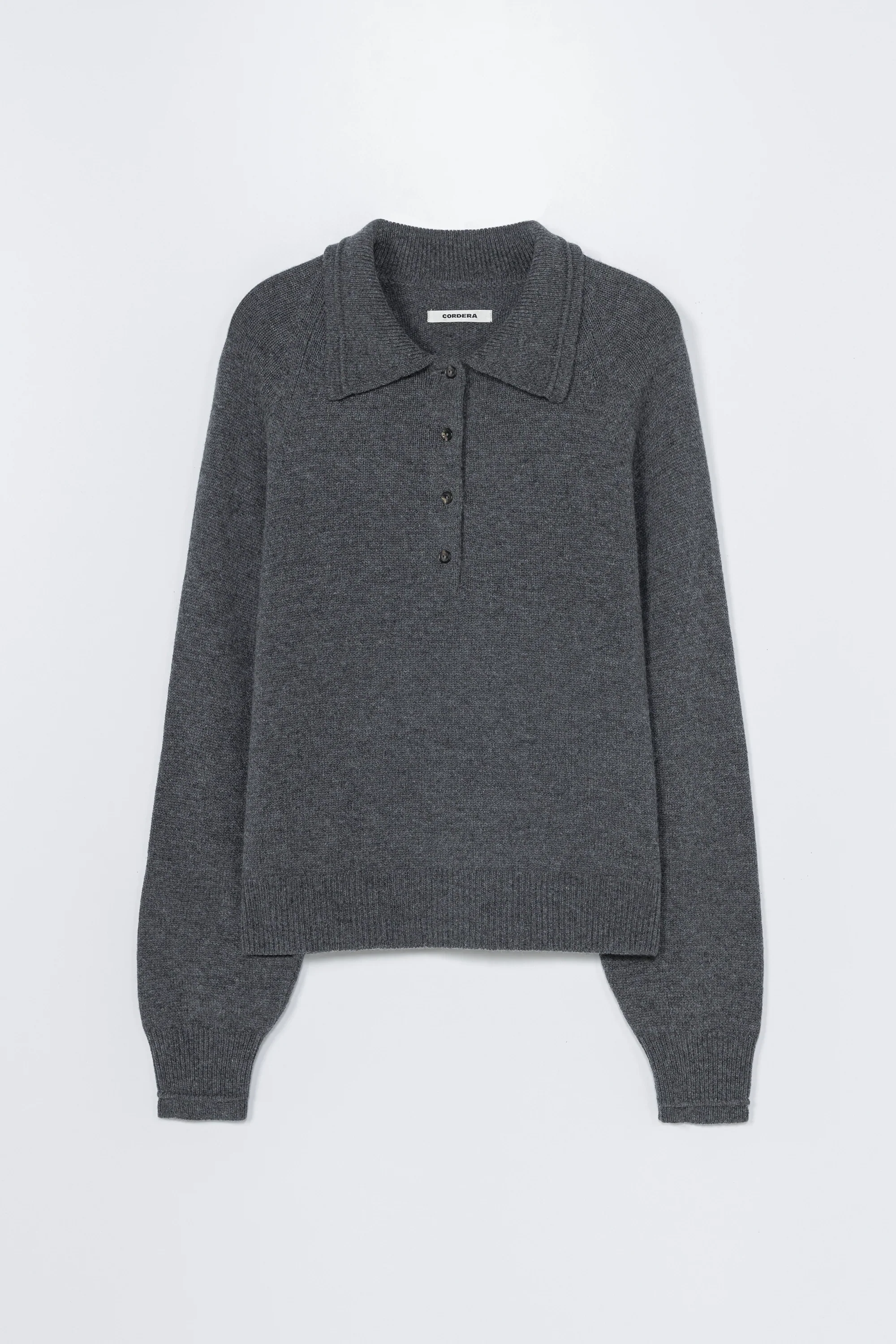 Cordera - Merino Wool Polo Sweater - Grey - Image 5