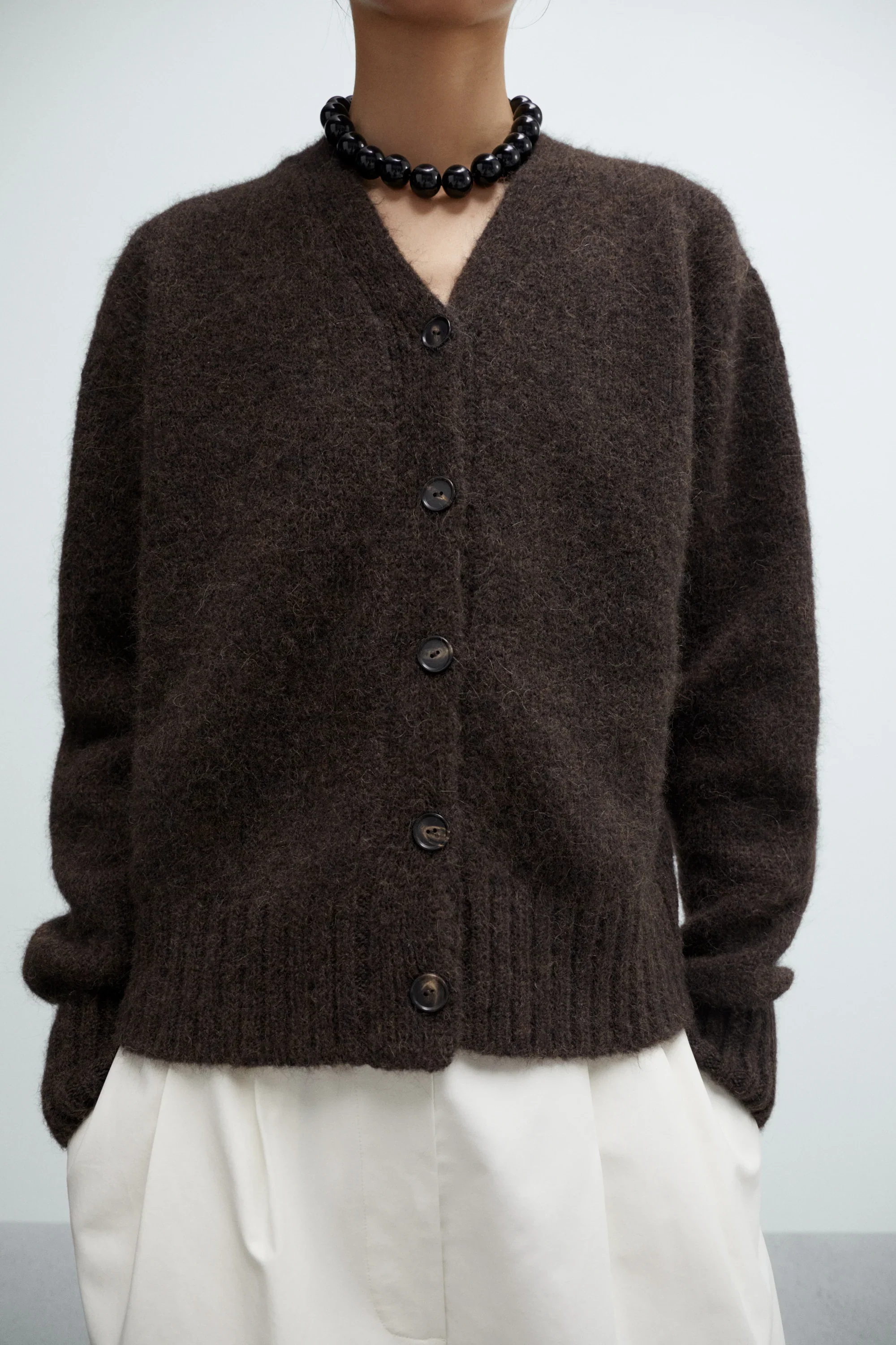 Cordera - Baby Alpaca Cardigan - Brown - Image 2