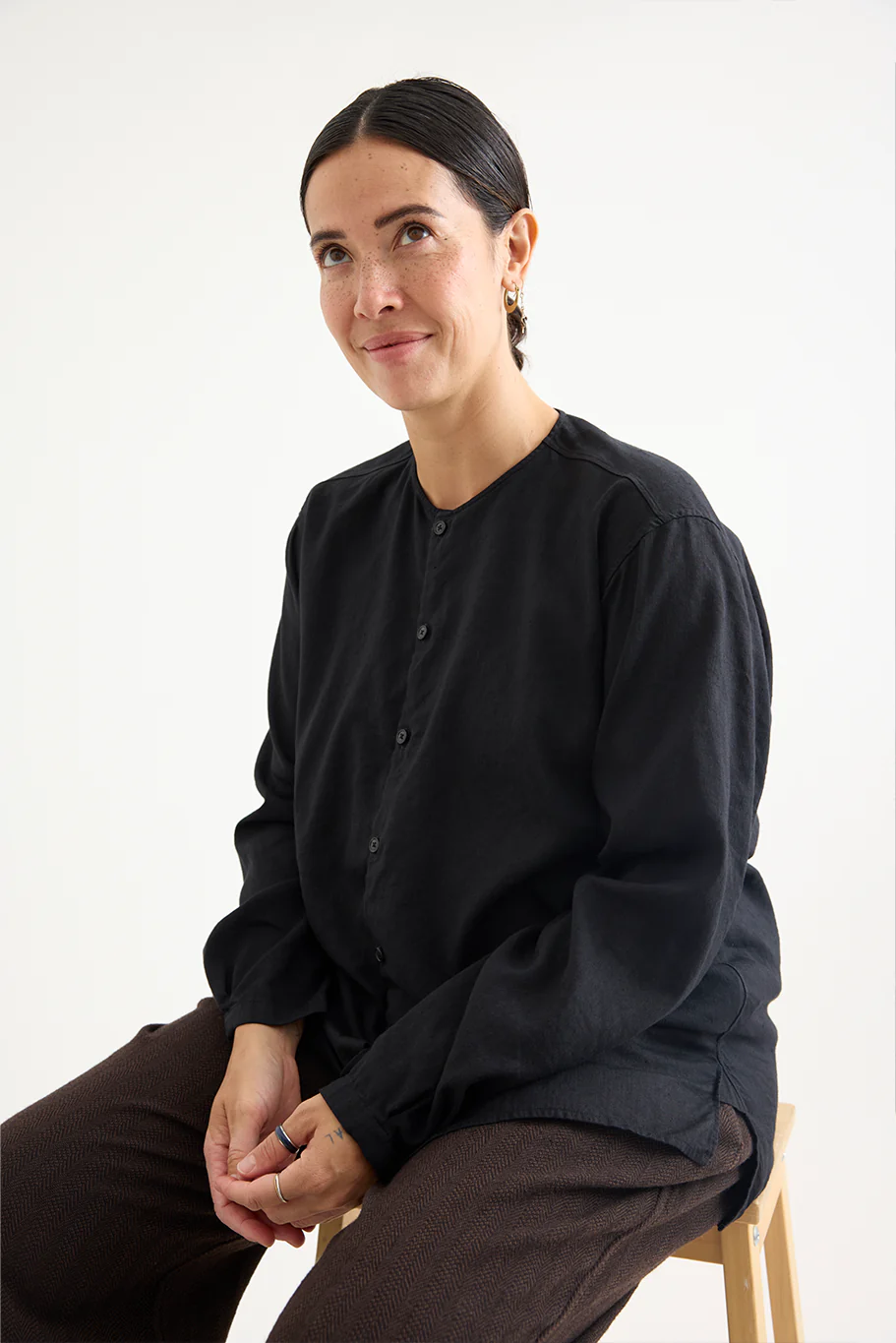Kaval - No-Collar Plain Shirt - Image 4
