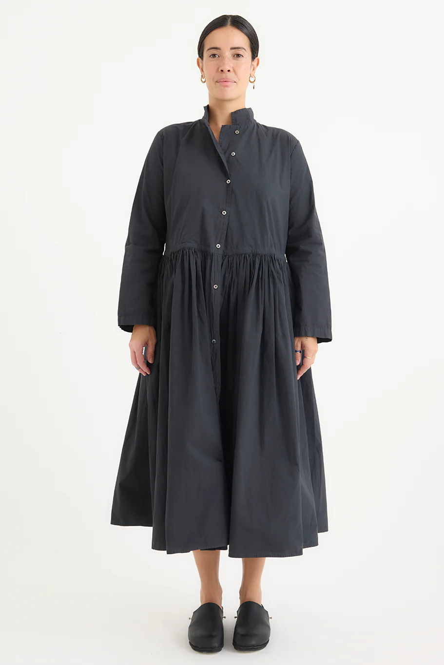 Kaval - Stand Collar Gather Dress