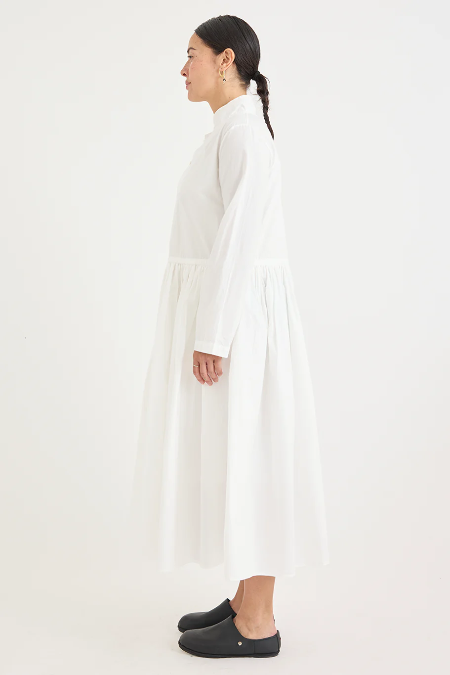 Kaval - Stand Collar Gather Dress - Image 14