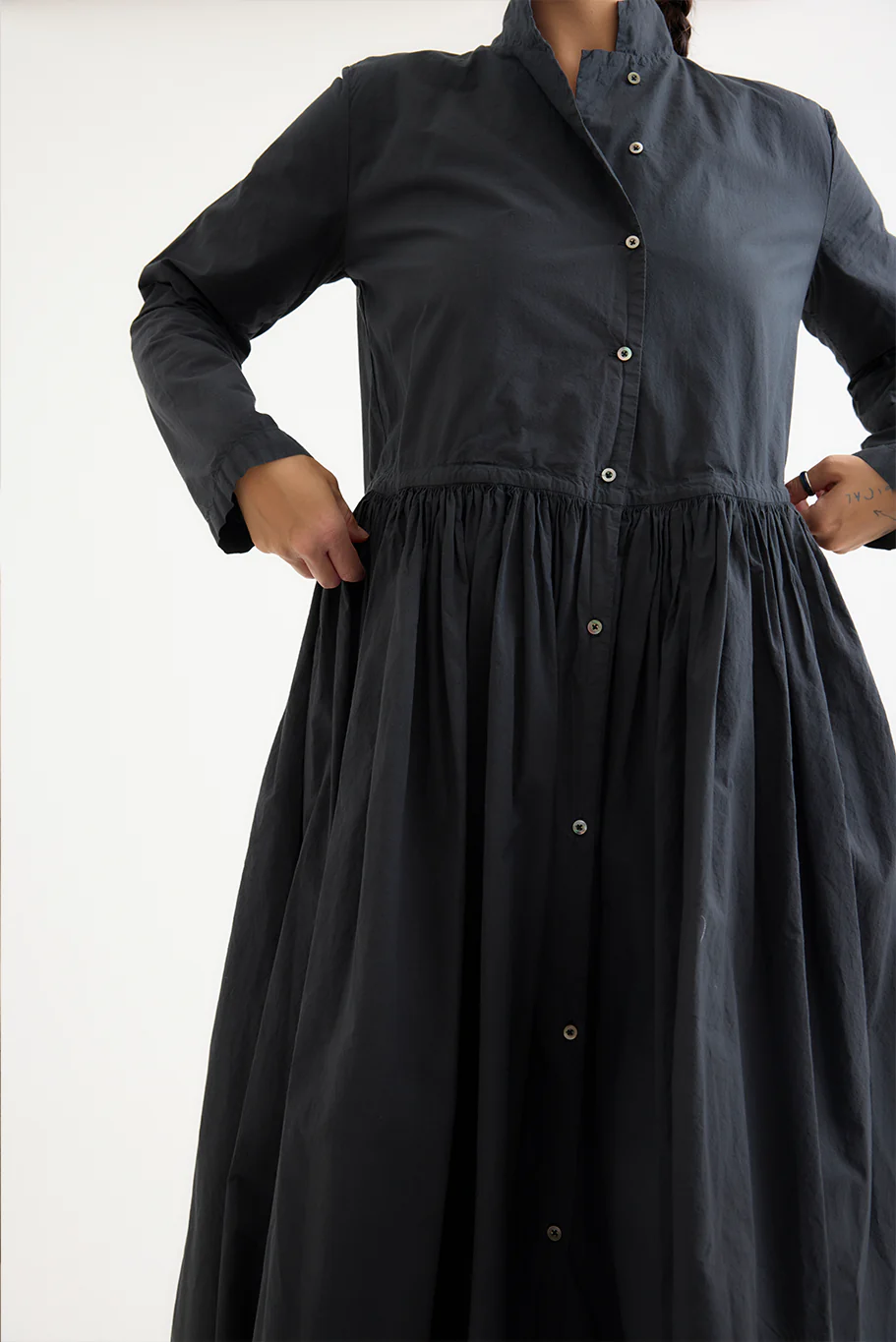 Kaval - Stand Collar Gather Dress - Image 3