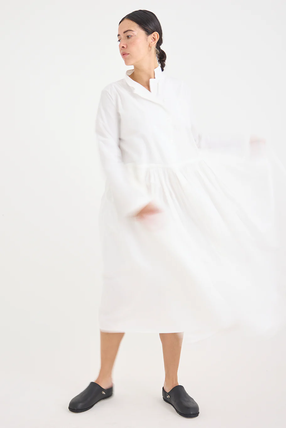 Kaval - Stand Collar Gather Dress - Image 9