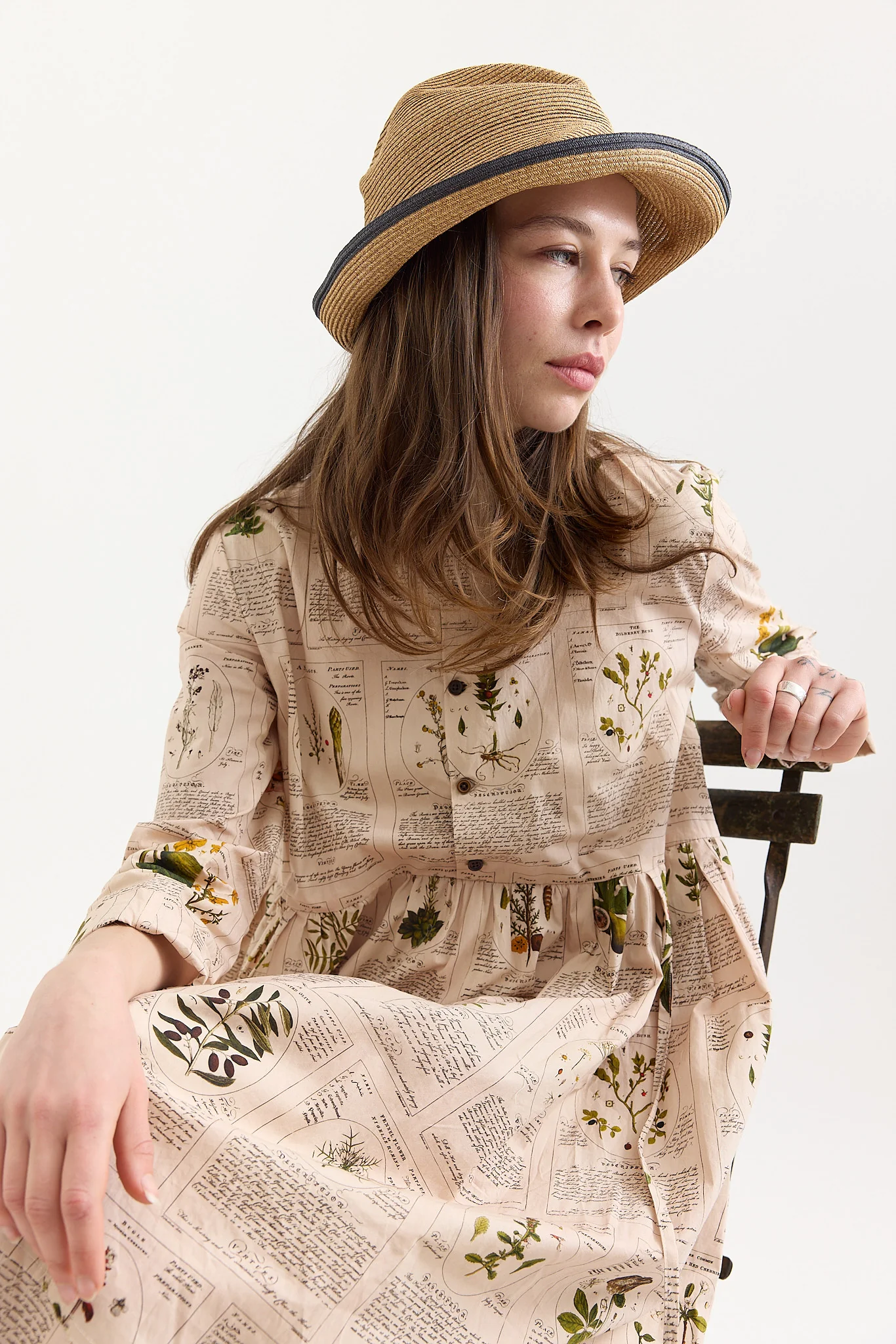 Mature Ha - BOXED HAT 11cm brim switch colour line edge / mix brown - Image 2