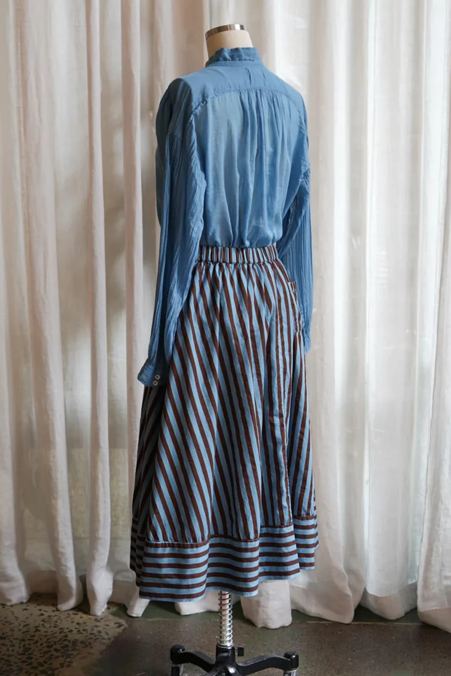 Metta - Ash A-line Skirt - Coco Stripe Cotton Twill - Image 6