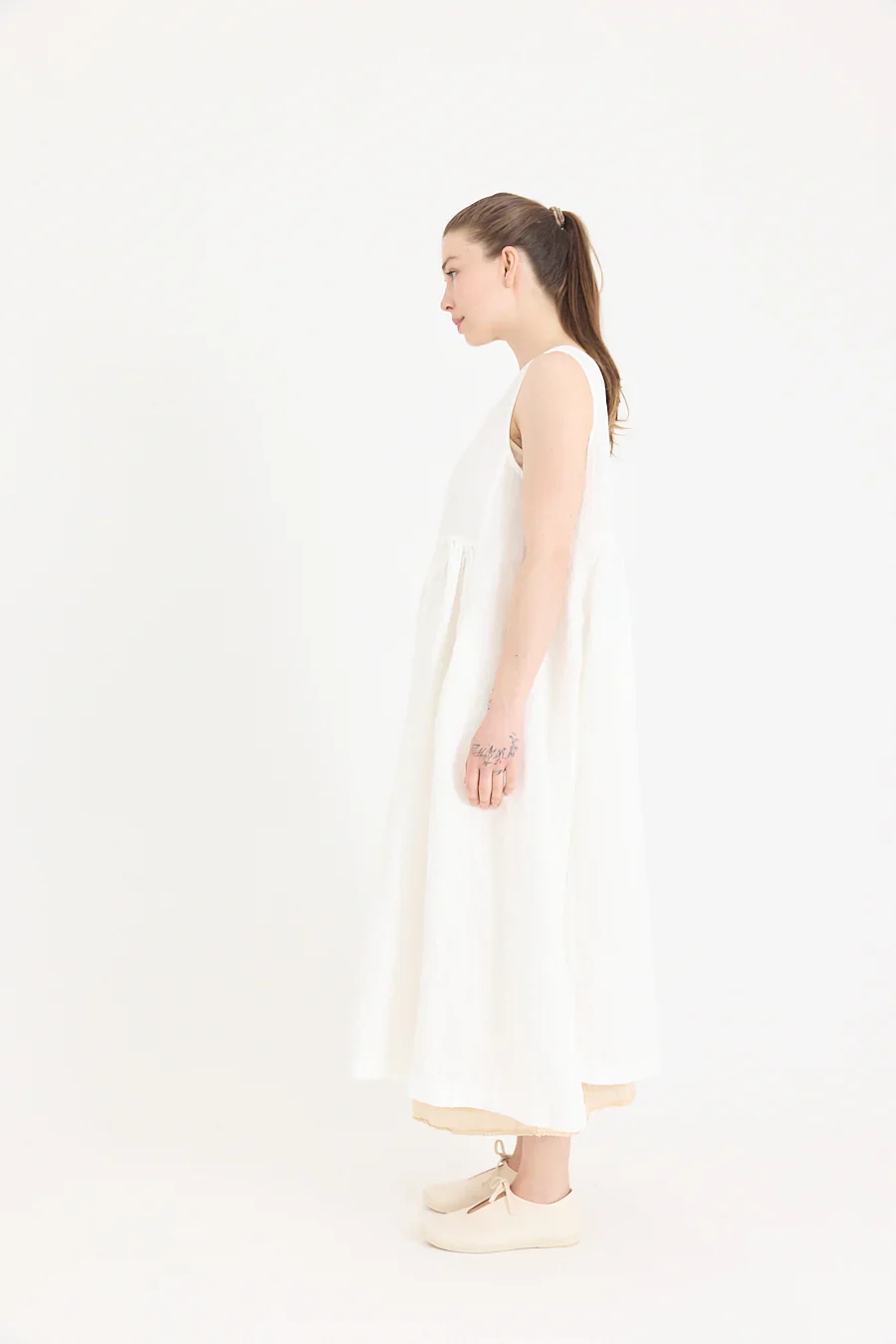 Metta - Dahlia Square Neck Dress - Light Linen - Image 3