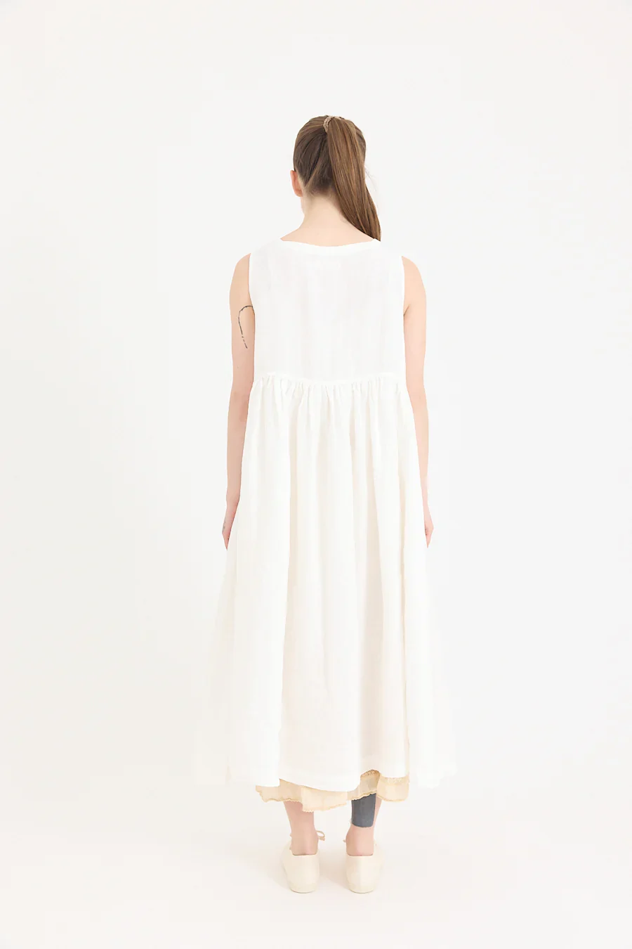 Metta - Dahlia Square Neck Dress - Light Linen - Image 4