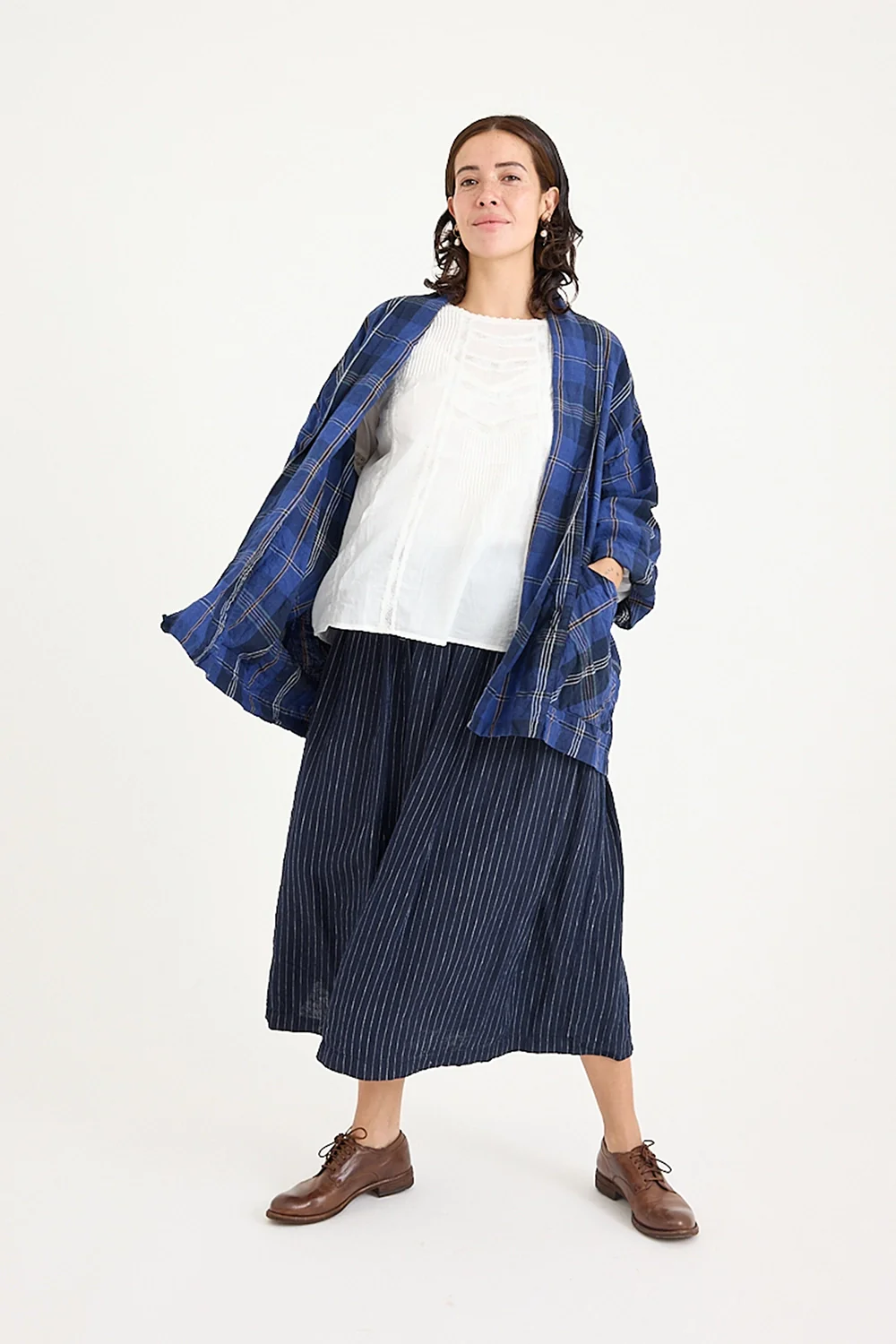 Metta - Emi Haori Jacket - Blue Tartan Check - Image 2