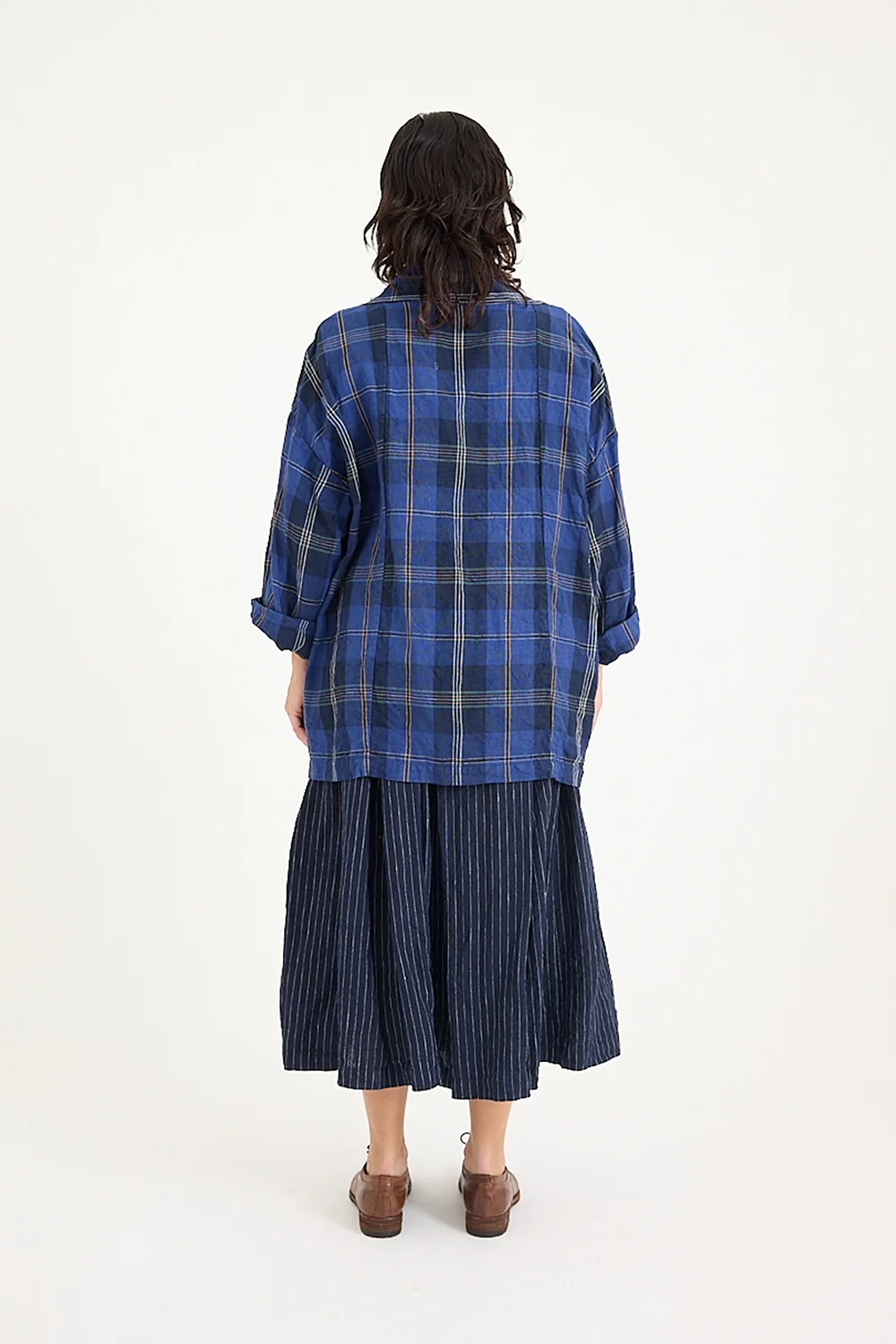 Metta - Emi Haori Jacket - Blue Tartan Check - Image 5