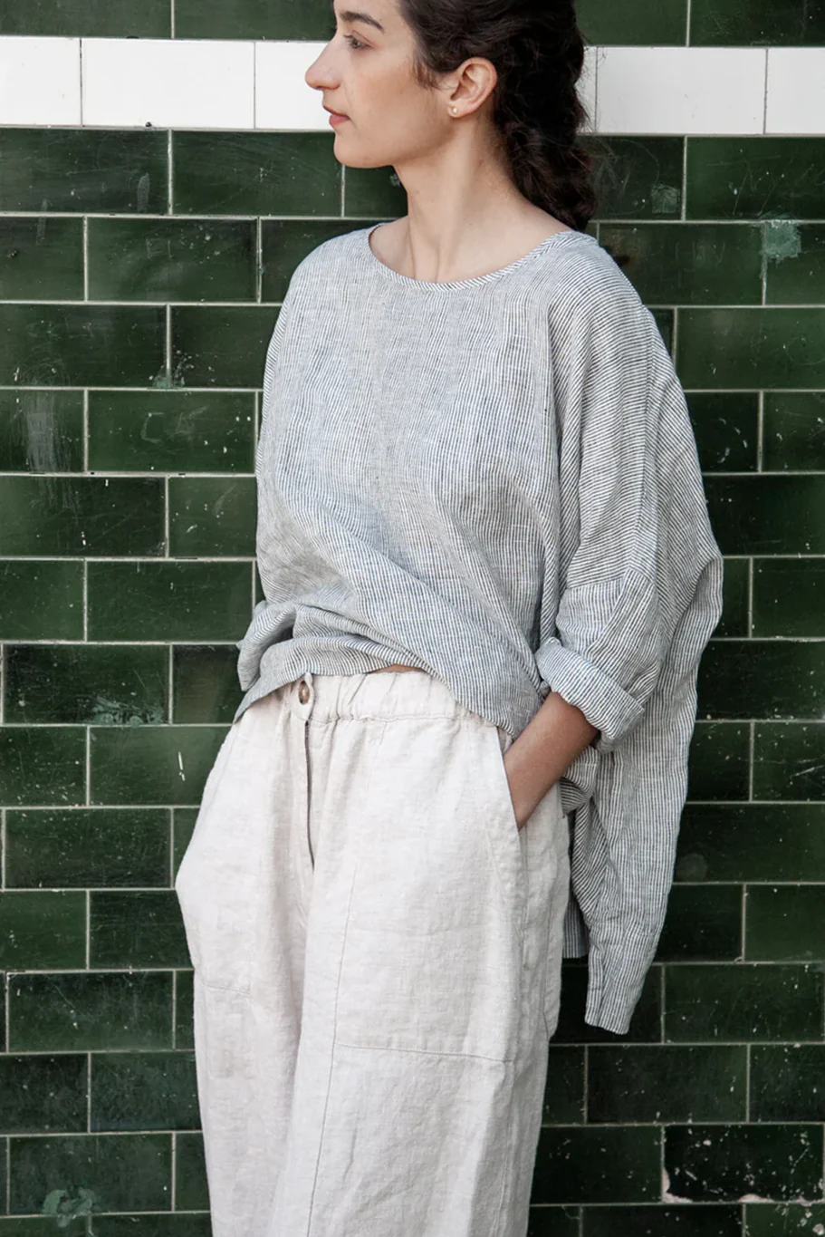 Metta - Frankie Peg Pant with Zipper - Mid Weight Linen - Image 4