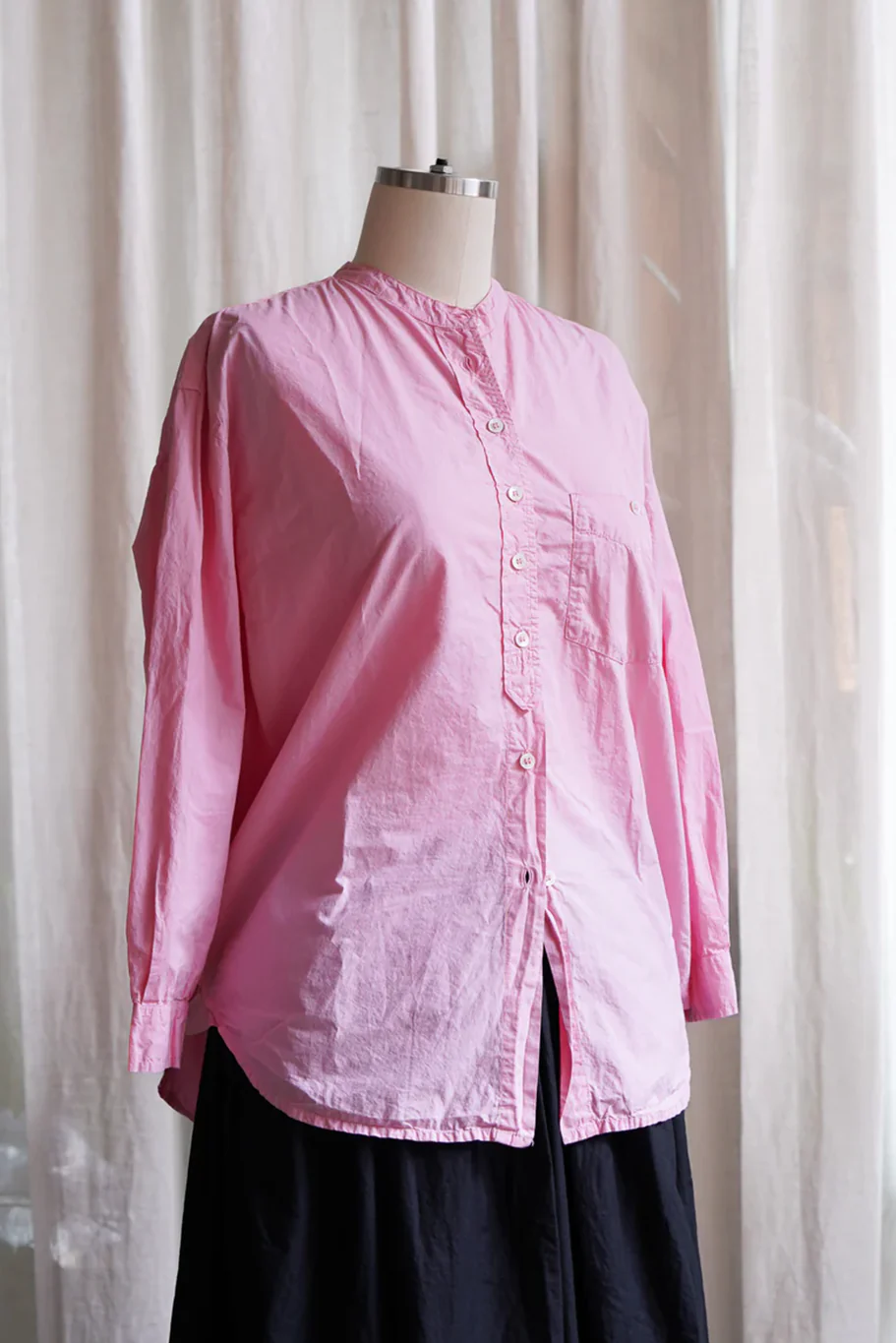 Metta - Italy Collarless Shirt - Cotton Poplin - Image 3