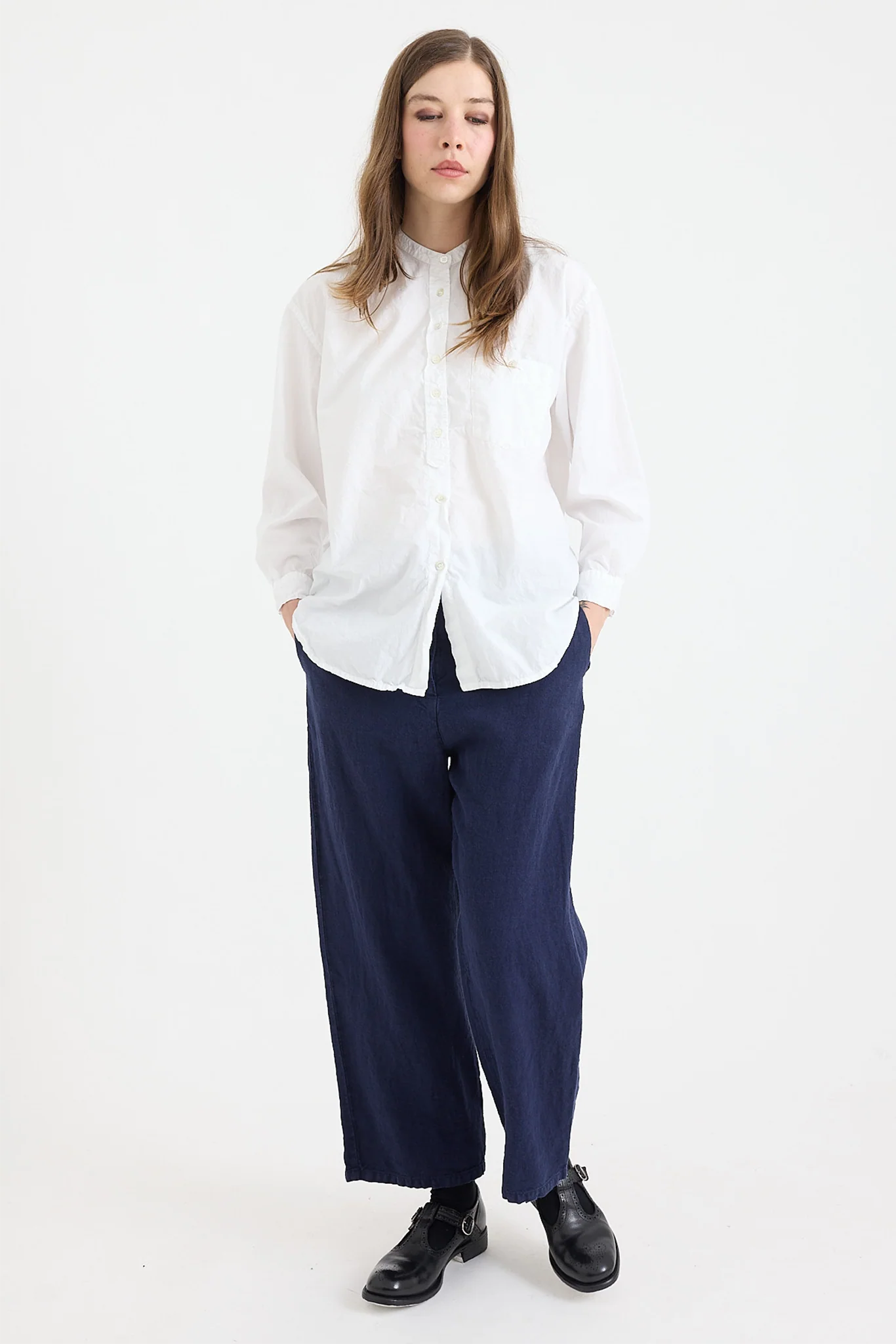 Metta - Italy Collarless Shirt - Cotton Poplin - Image 4
