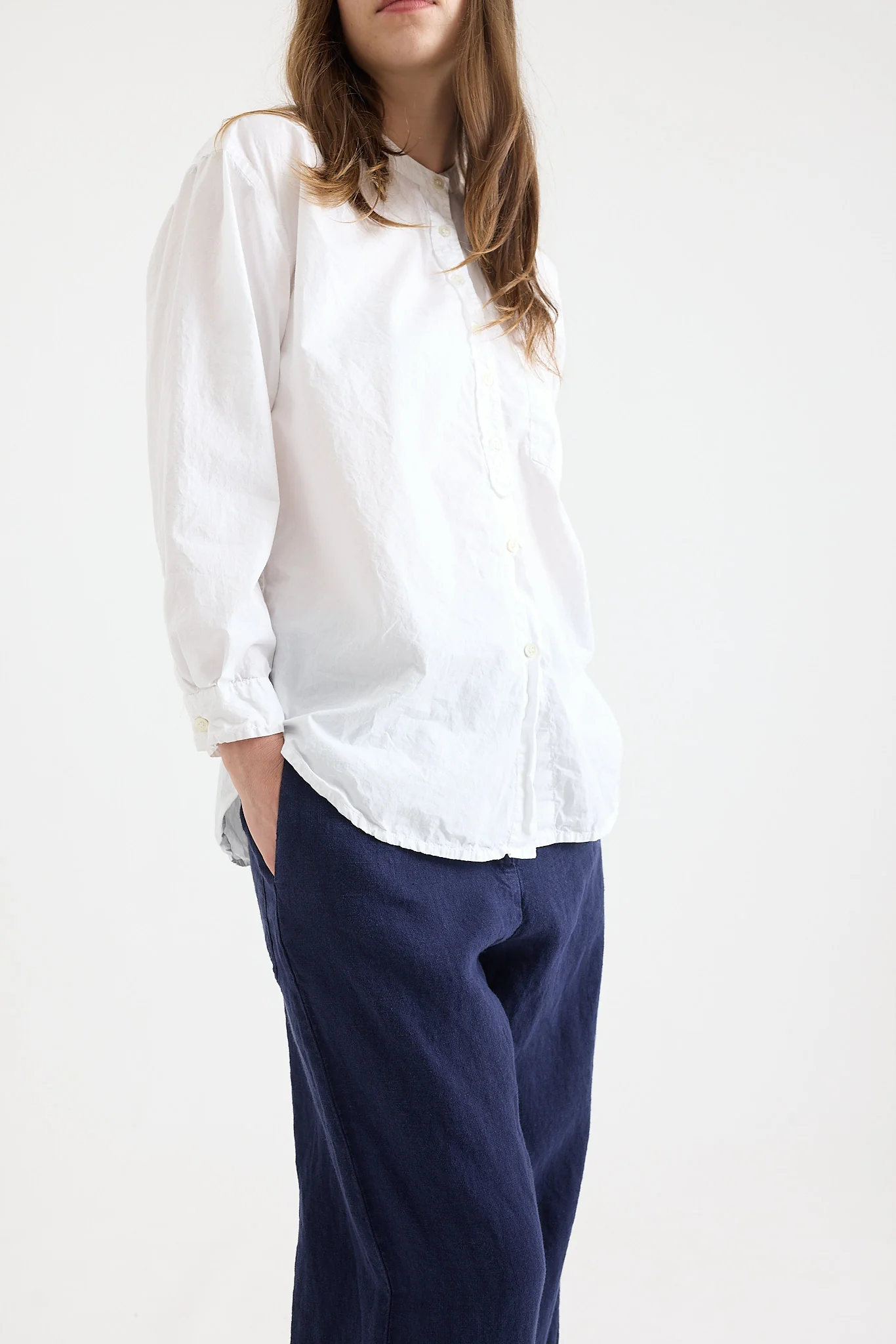 Metta - Italy Collarless Shirt - Cotton Poplin - Image 6