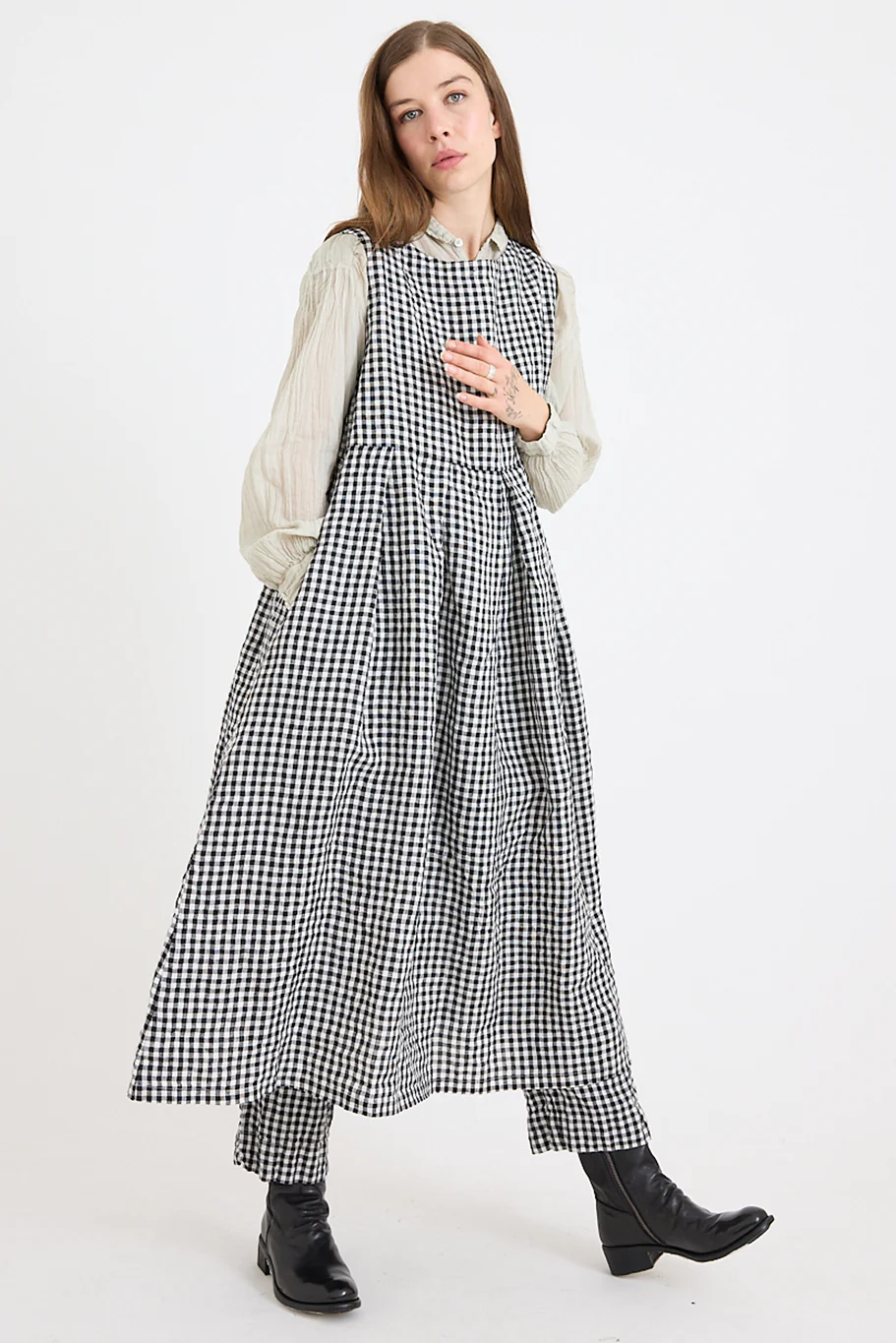 Metta - Lucille Dress - Gingham Check Linen