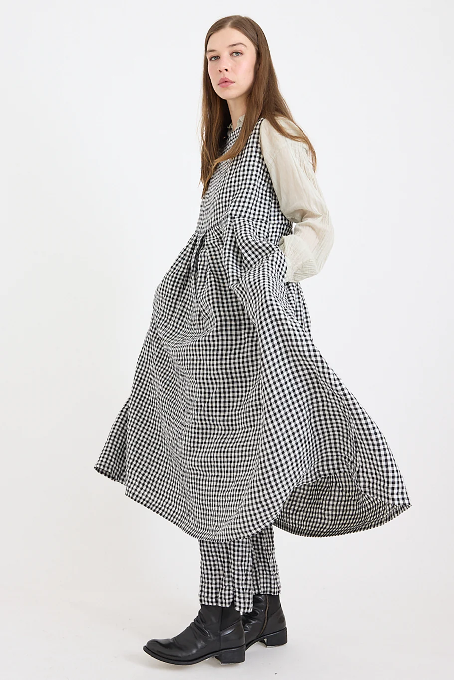 Metta - Lucille Dress - Gingham Check Linen - Image 4