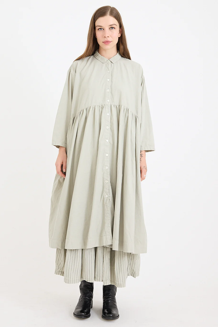 Metta - Oak Gathered Waist Dress - Cotton Twill - Image 12