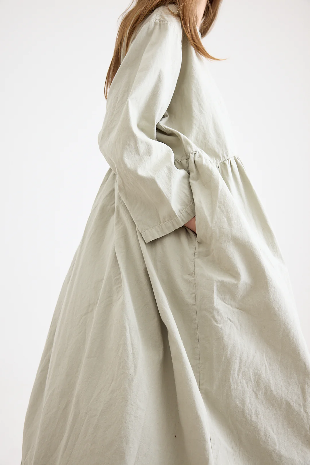 Metta - Oak Gathered Waist Dress - Cotton Twill - Image 13