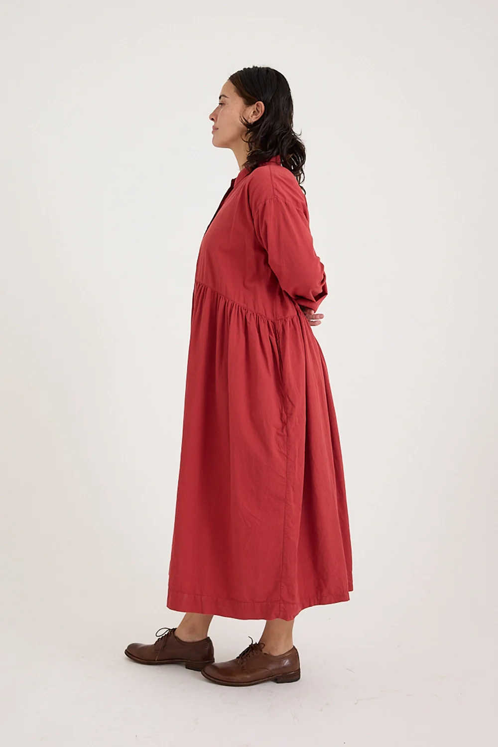 Metta - Oak Gathered Waist Dress - Cotton Twill - Image 3