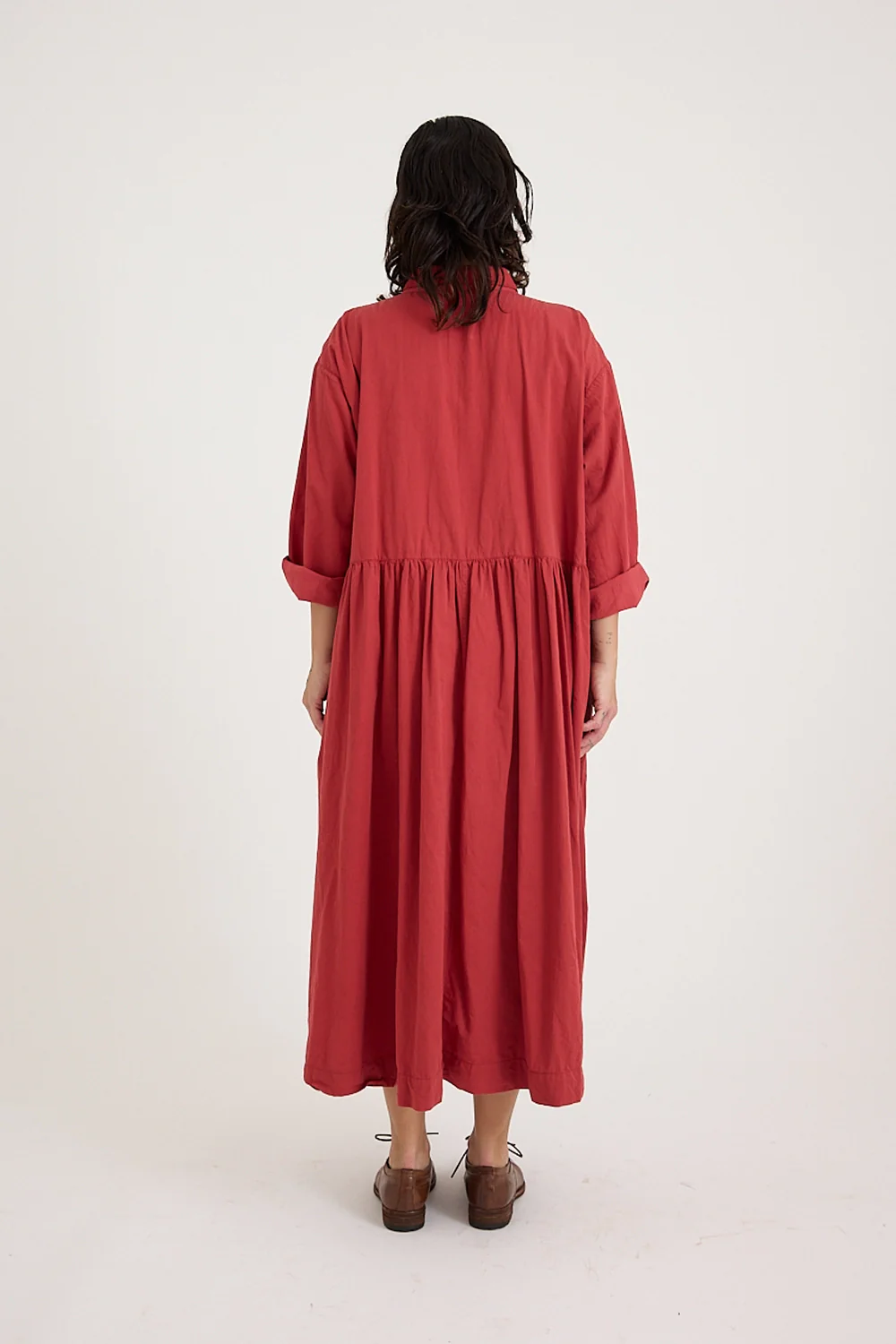 Metta - Oak Gathered Waist Dress - Cotton Twill - Image 4