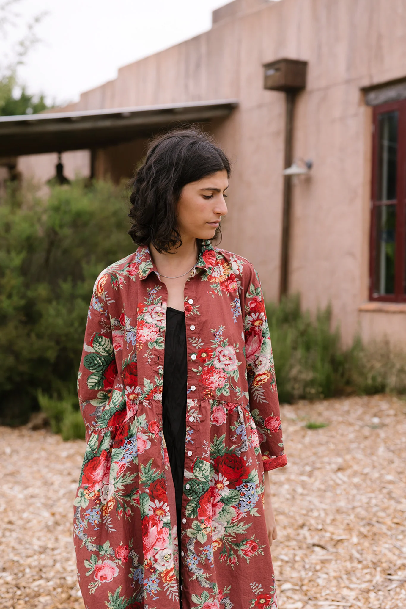 Metta - Oak Gathered Waist Dress - Sunset Garden Chintz - Image 2