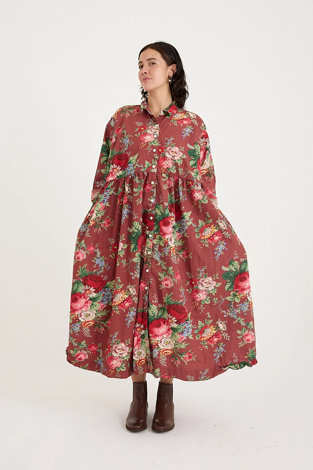Metta - Oak Gathered Waist Dress - Sunset Garden Chintz - Image 3
