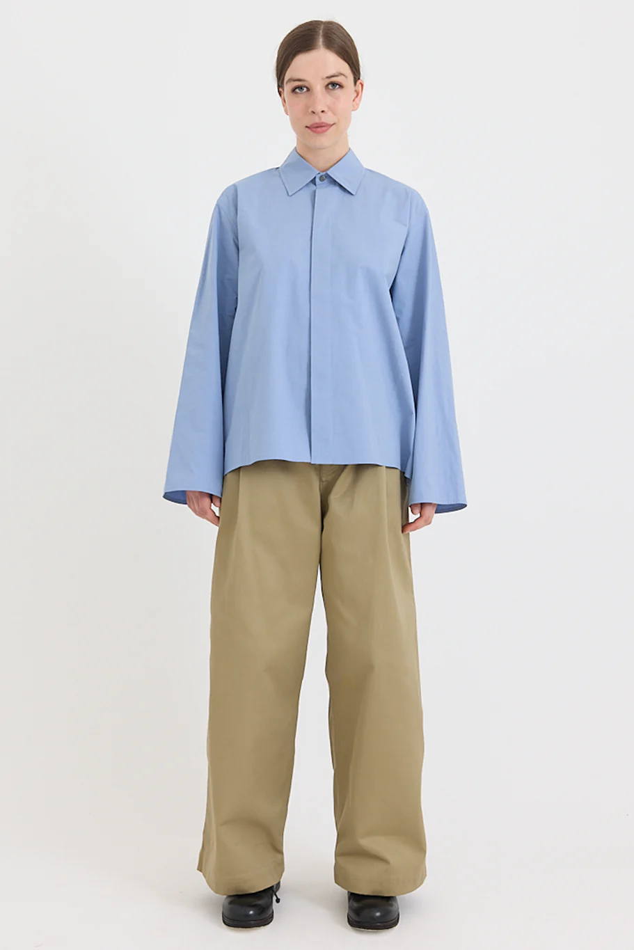 Sofie D'Hoore - Breton Blouse - Washed Cotton Poplin - Dolphin