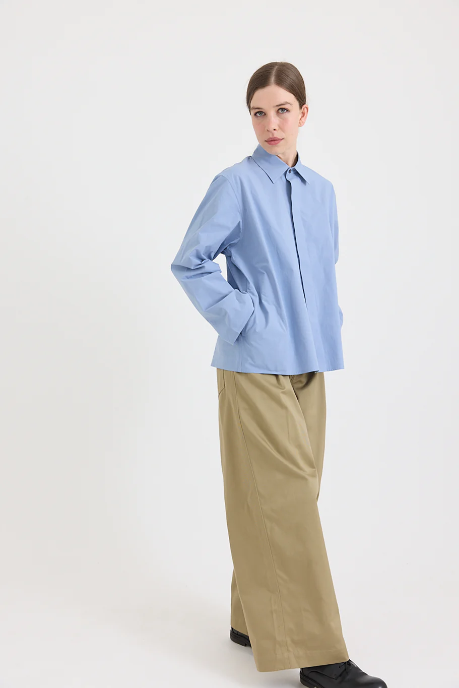 Sofie D'Hoore - Breton Blouse - Washed Cotton Poplin - Dolphin - Image 3