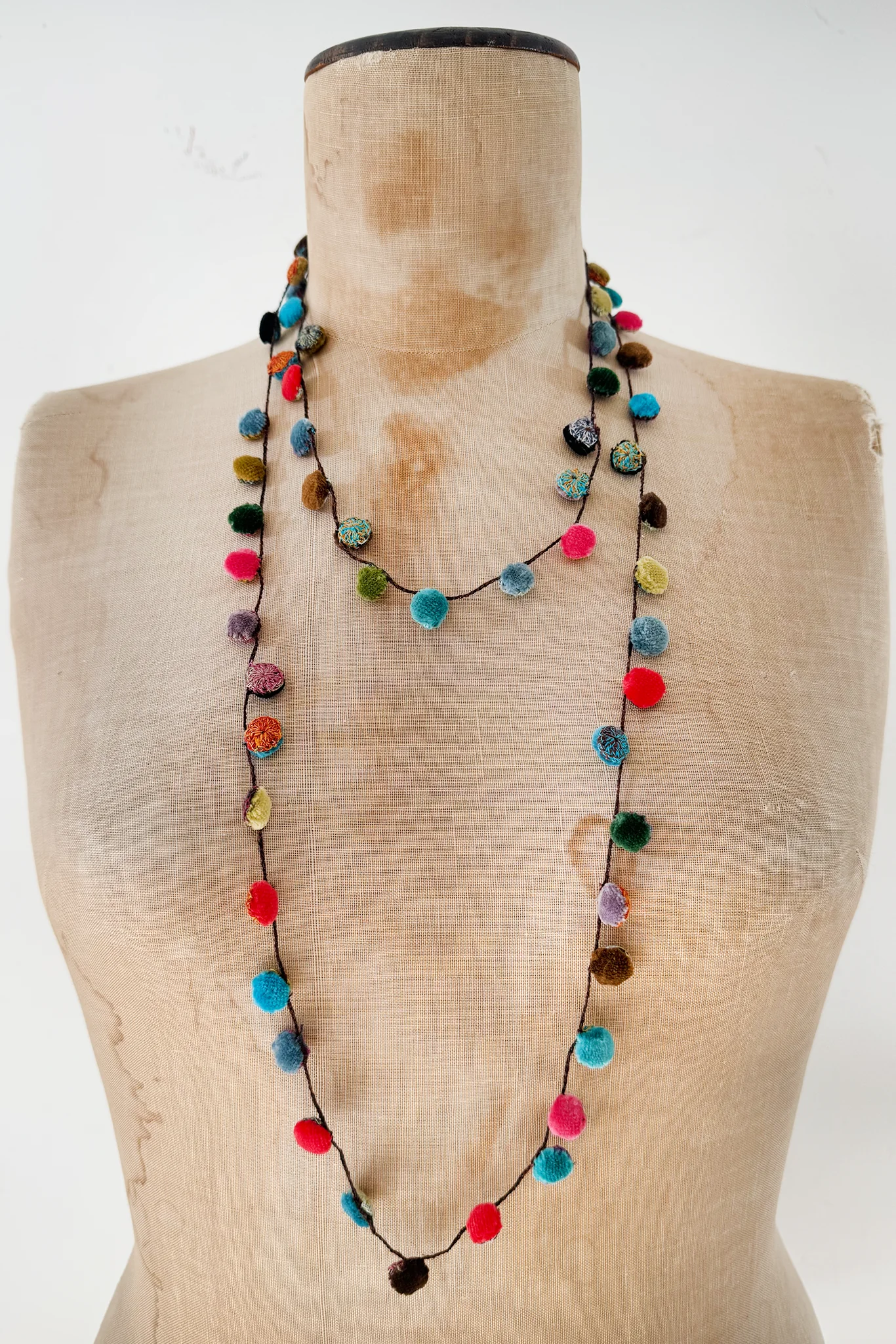 Sophie Digard - Large Linen Crocheted Necklace - PomPom - Image 4