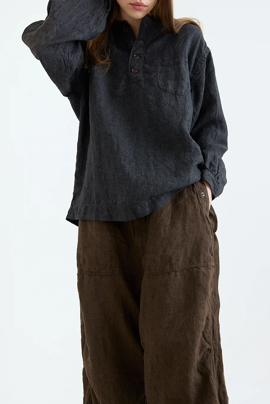 Kaval - Henry Neck Blouse - Washed Linen - Image 5