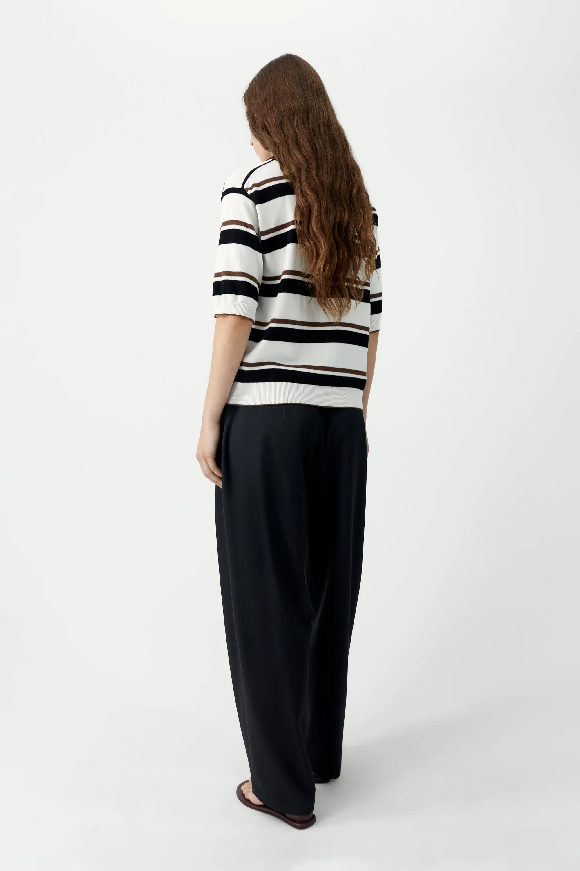 Cordera - Organic Cotton Striped Polo - Black/Brown - Image 3
