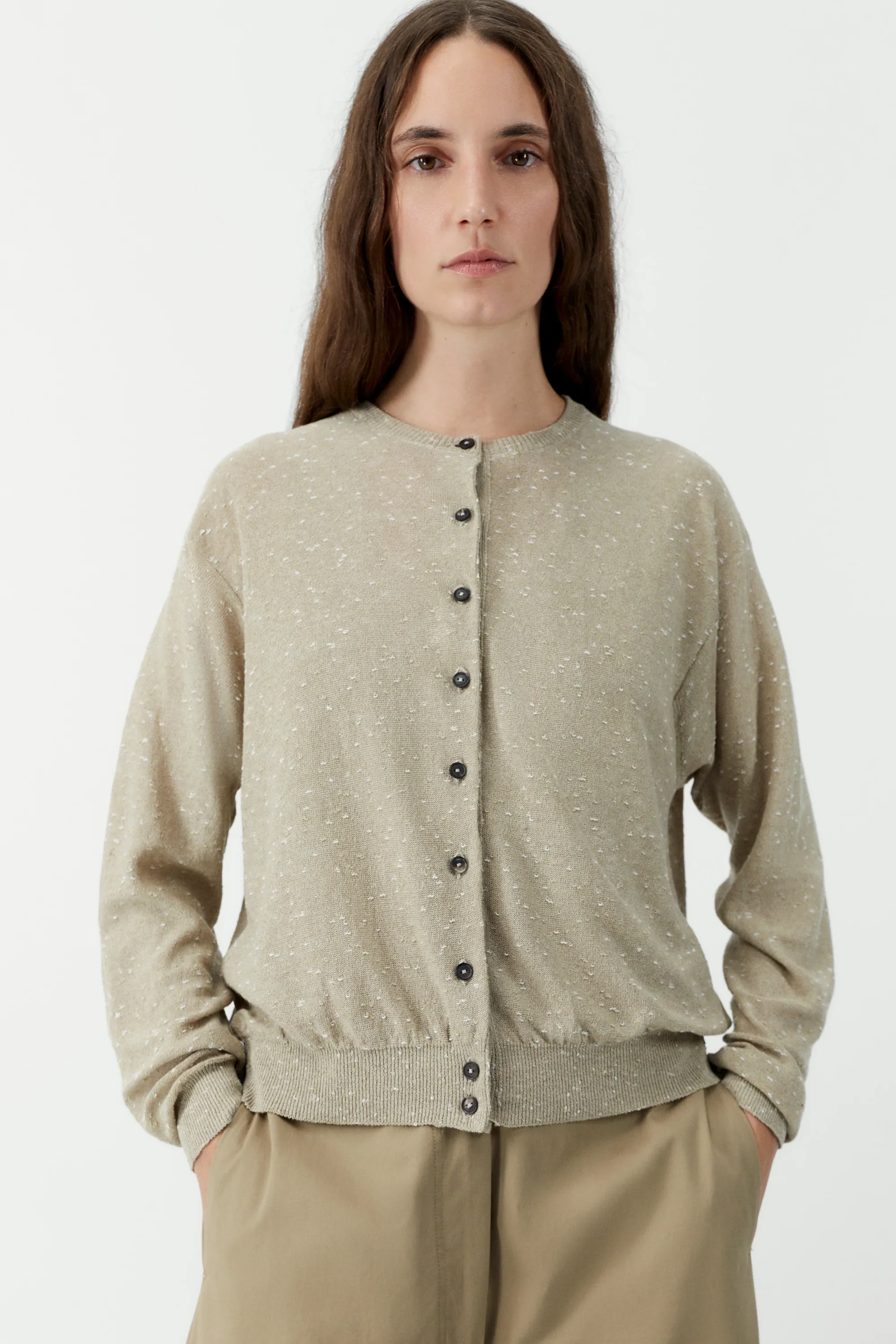 Cordera - Linen & Cotton Flecked Cardigan - Image 2