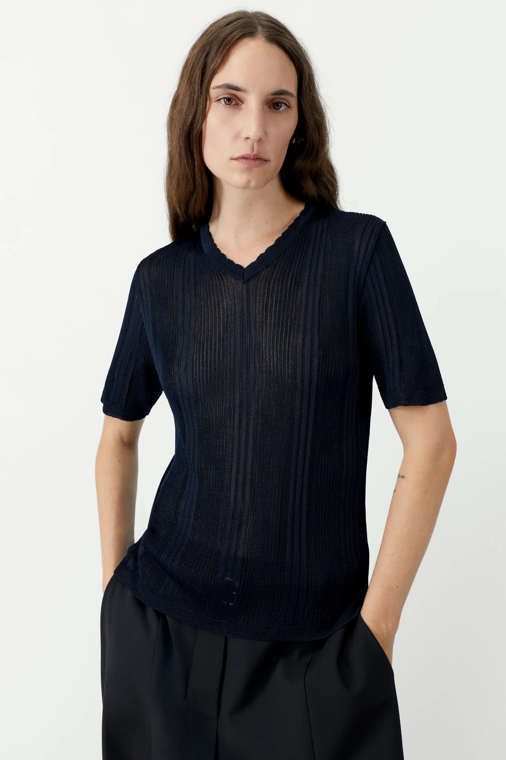 Cordera - Ribbed Knit T-Shirt - Image 2