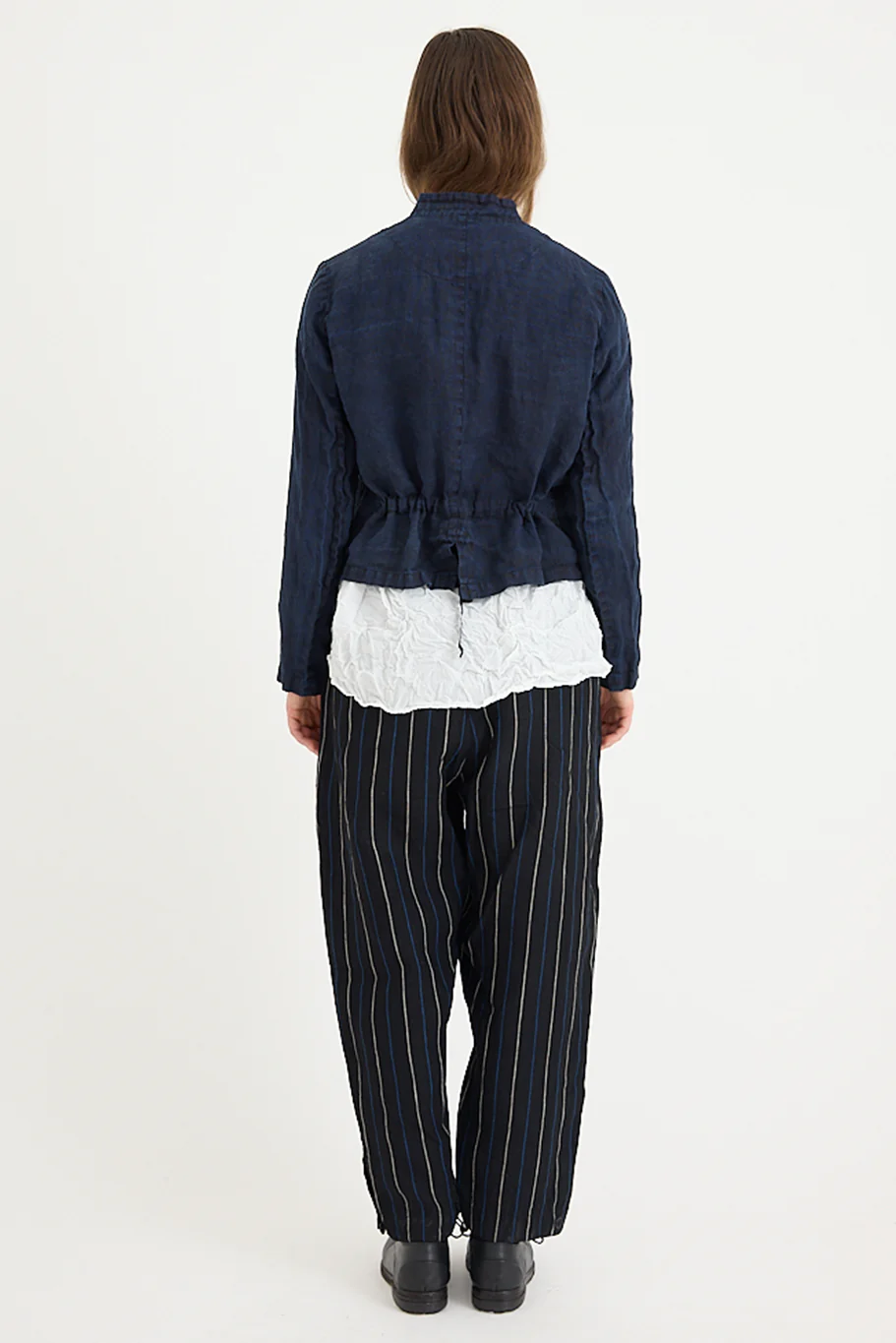 Pas De Calais - Indigo Charcoal Dyed Linen Dobby Jacket - Image 9