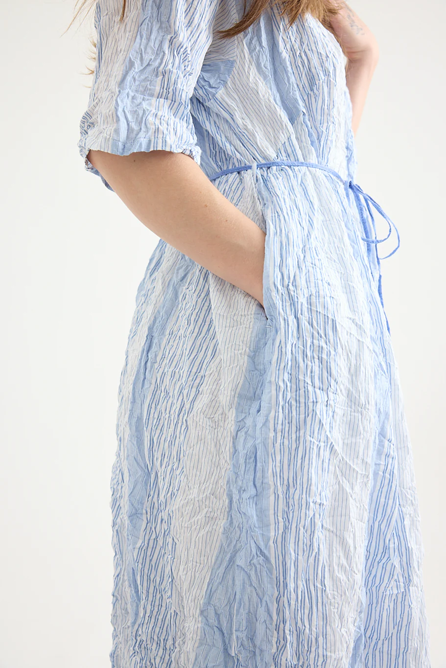 Pas De Calais - Blue Shirring Stripe Dress - Image 2