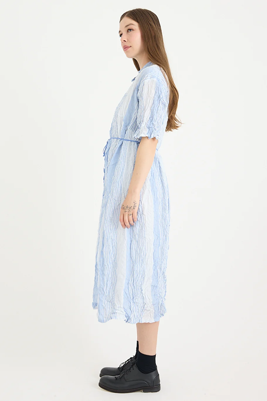 Pas De Calais - Blue Shirring Stripe Dress - Image 4