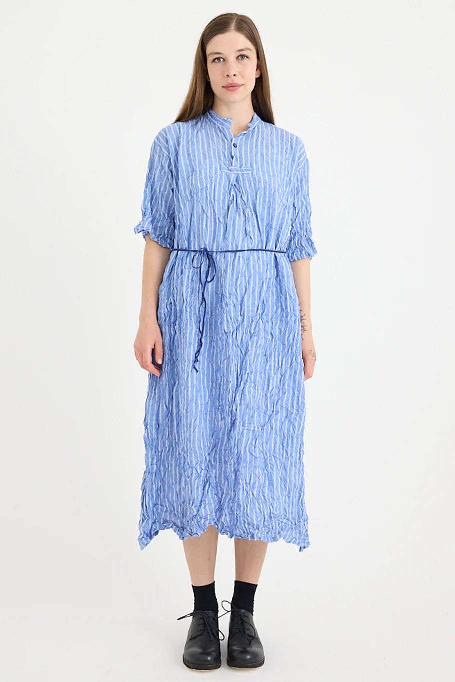 Pas De Calais - Blue Shirring Stripe Dress - Image 6