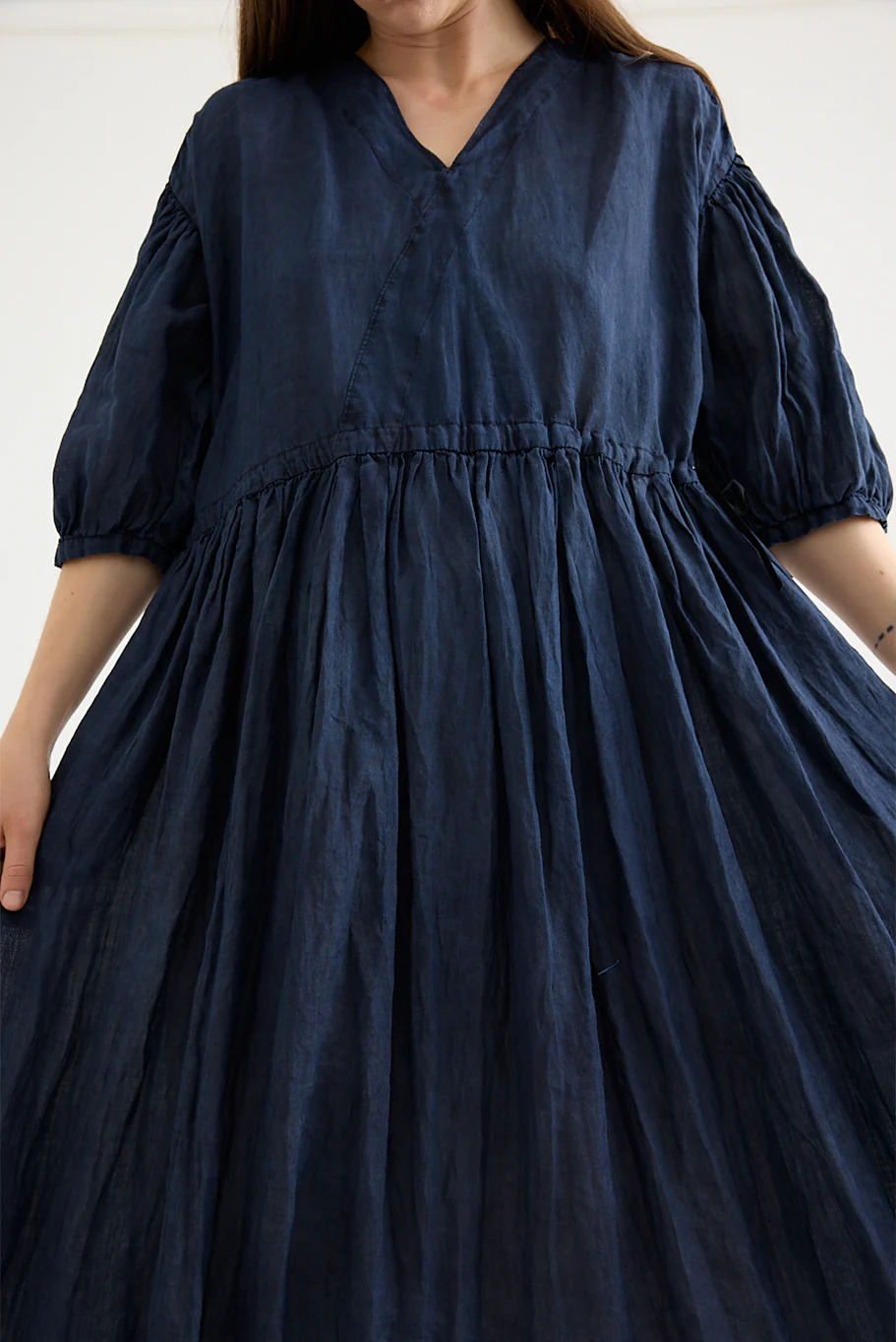 Pas De Calais - Indigo Charcoal Dyed Ramie Lawn Dress - Image 5