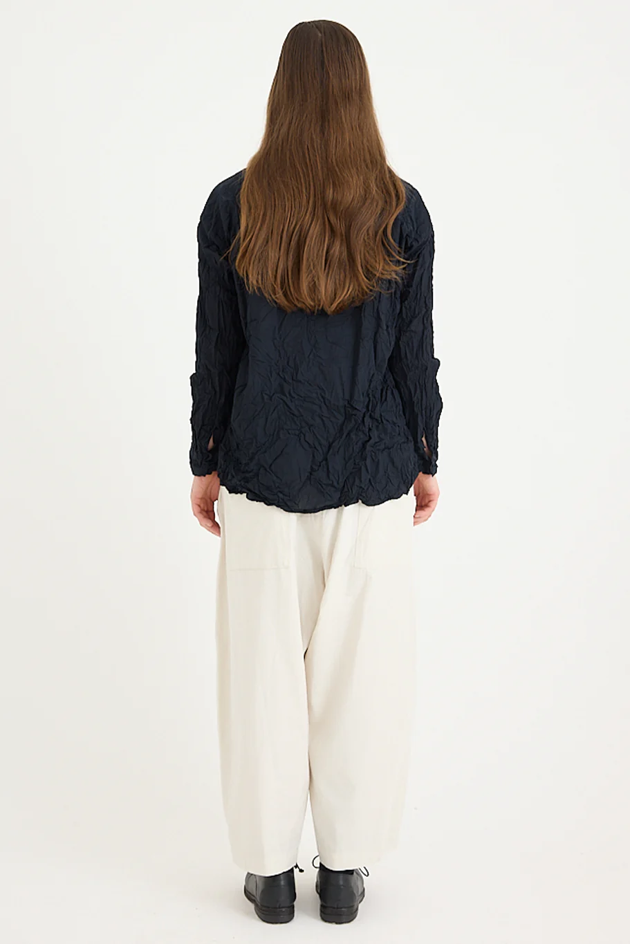 Pas De Calais - Washed Cotton Crinkle Stand Collar Shirt - Image 16