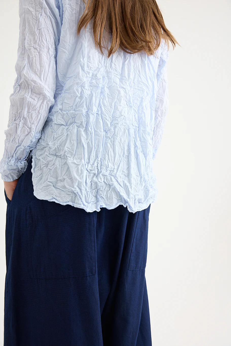 Pas De Calais - Washed Cotton Crinkle Stand Collar Shirt - Image 3