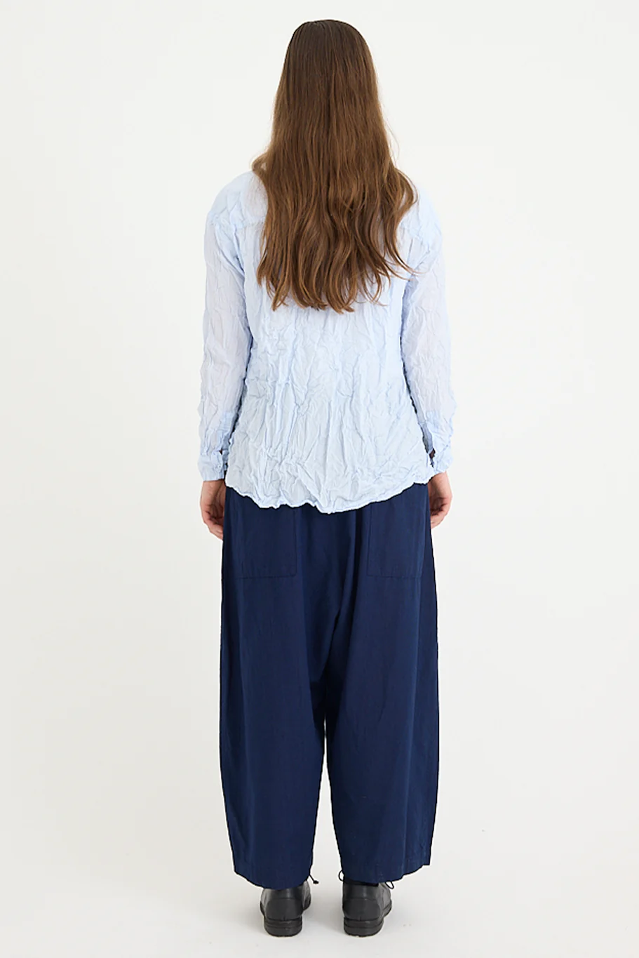 Pas De Calais - Washed Cotton Crinkle Stand Collar Shirt - Image 5