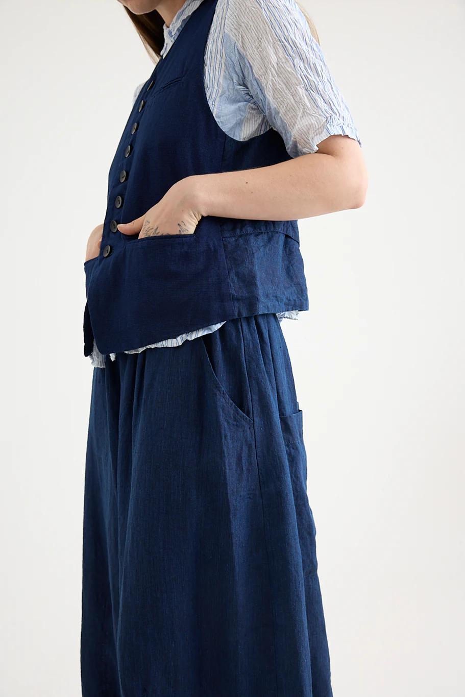 Pas De Calais - Yarn Dye Oxford Relax Pants - Image 4